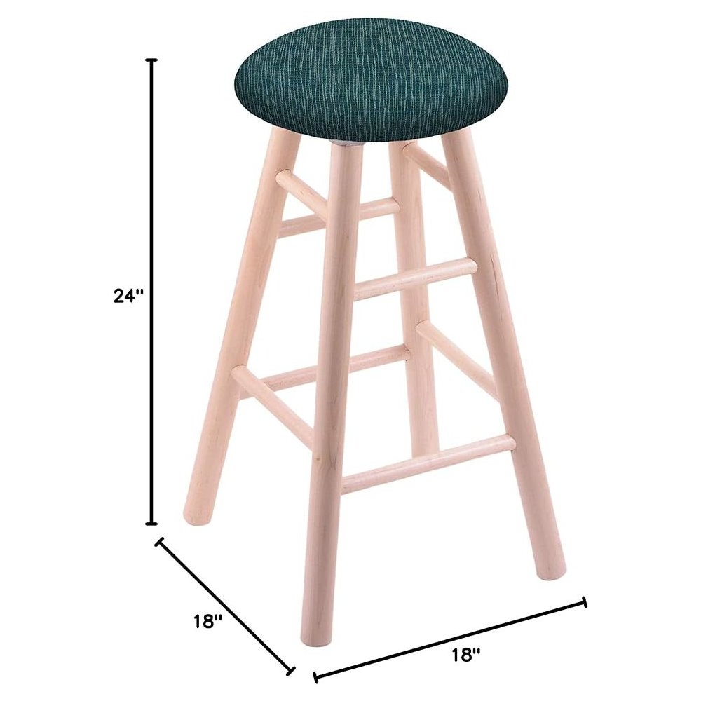 Maple Round Cushion 24" Swivel Counter Stool with Smooth Legs, Natural Finish, and Graph Tidal Seat. Picture 2