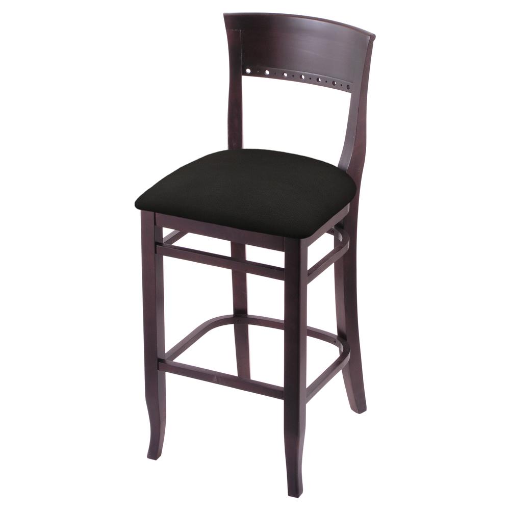3160 25" Bar Stool with Dark Cherry Finish and Canter Espresso Seat. Picture 1