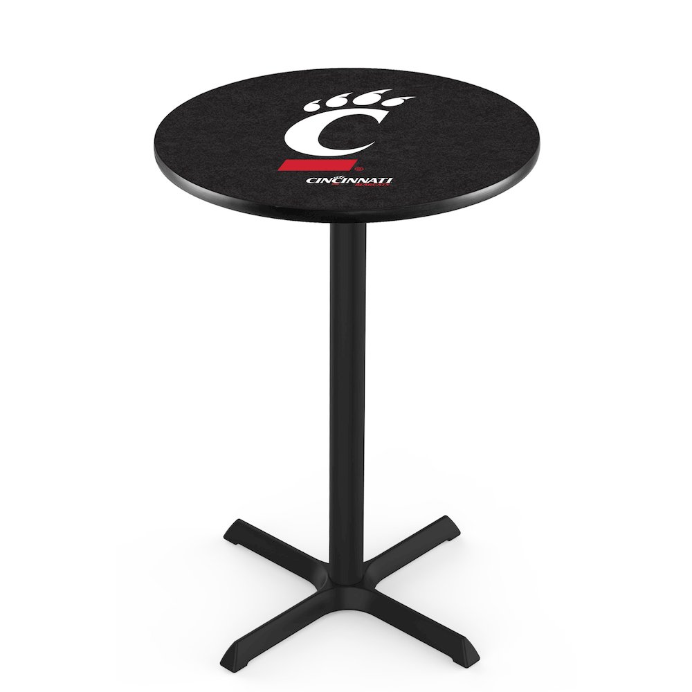 L211 University of Cincinnati 42' Tall - 36' Top Pub Table w/ Black Wrinkle Finish. Picture 1