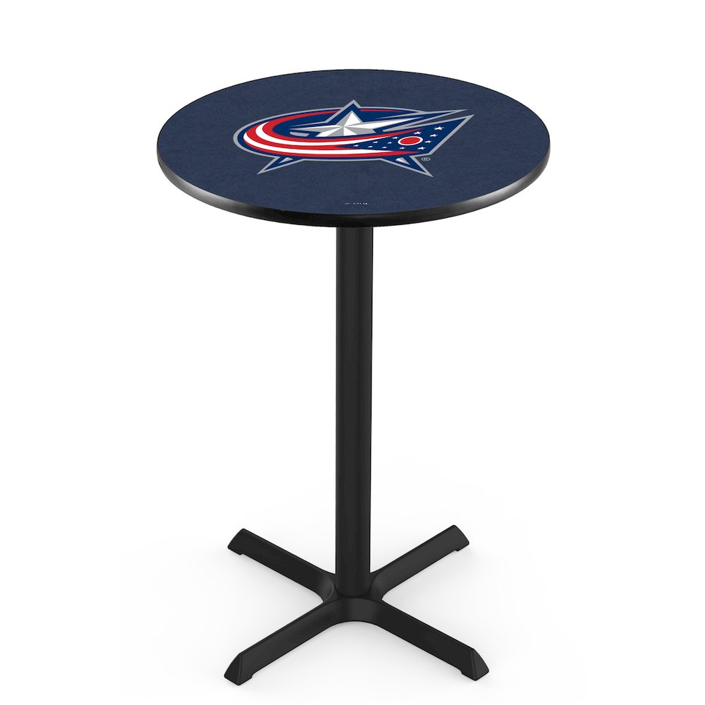 L211 Columbus Blue Jackets 42' Tall - 36' Top Pub Table w/ Black Wrinkle Finish (6271). Picture 1