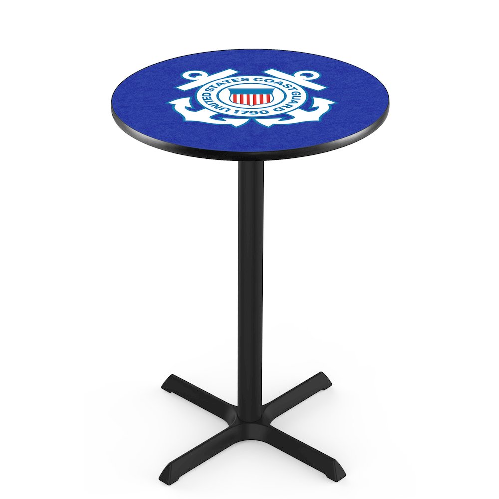 L211 United States Coast Guard 42' Tall - 36' Top Pub Table w/ Black Wrinkle Finish. Picture 1
