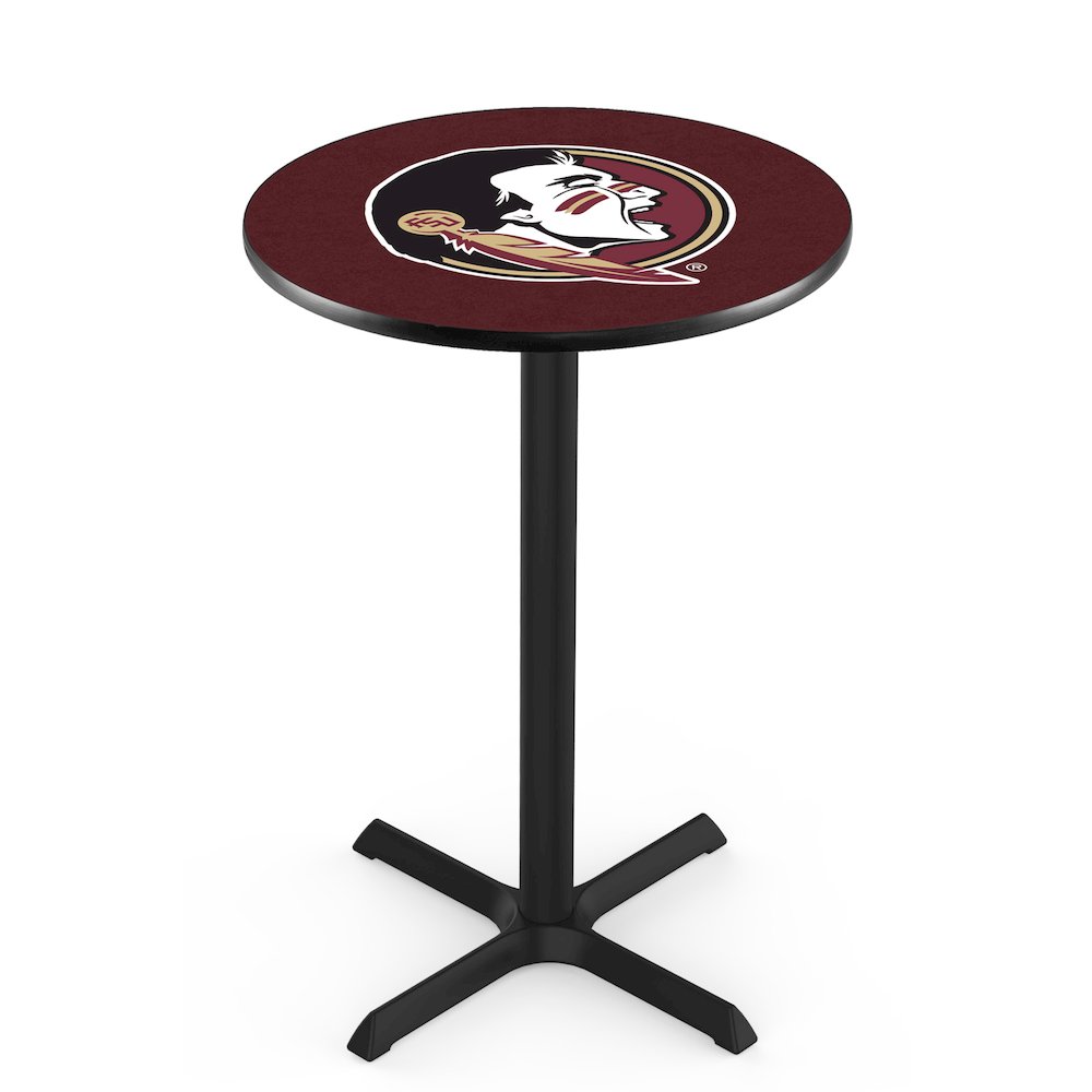 L211 Florida State (Head) 42" Tall - 36" Top Pub Table with Black Wrinkle Finish. Picture 1