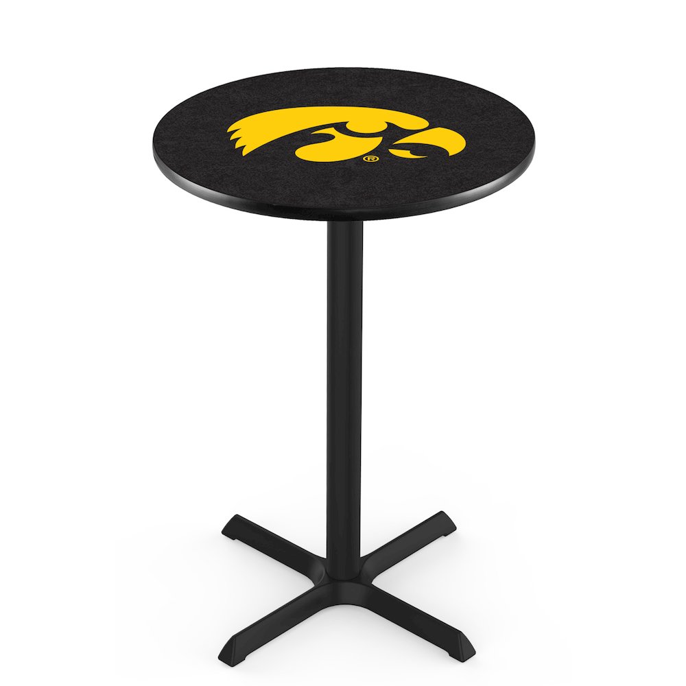 L211 University of Iowa 42" Tall - 36" Top Pub Table with Black Wrinkle Finish. Picture 1
