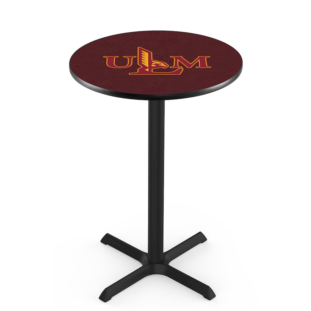 L211 University of Louisiana at Monroe 42' Tall - 36' Top Pub Table w/ Black Wrinkle Finish. Picture 1