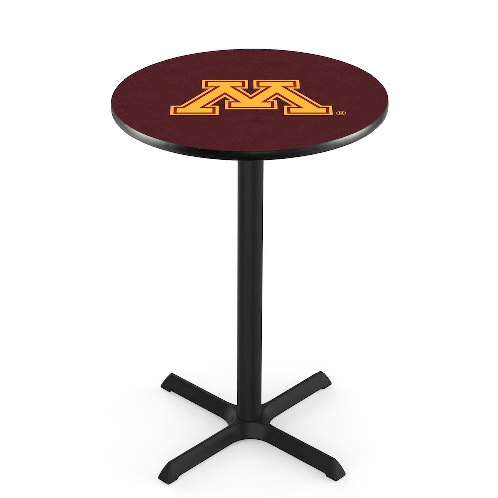 L211 University of Minnesota 42" Tall - 36" Top Pub Table with Black Wrinkle Finish. Picture 1