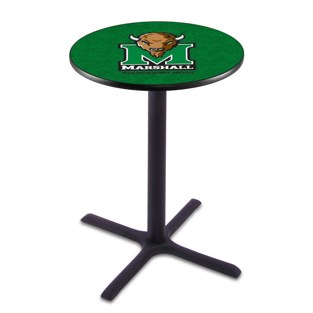 L211 Marshall University 42' Tall - 36' Top Pub Table w/ Black Wrinkle Finish. Picture 1