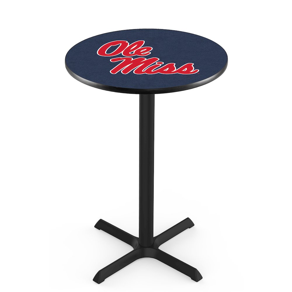 L211 University of Mississippi 42' Tall - 36' Top Pub Table w/ Black Wrinkle Finish. Picture 1