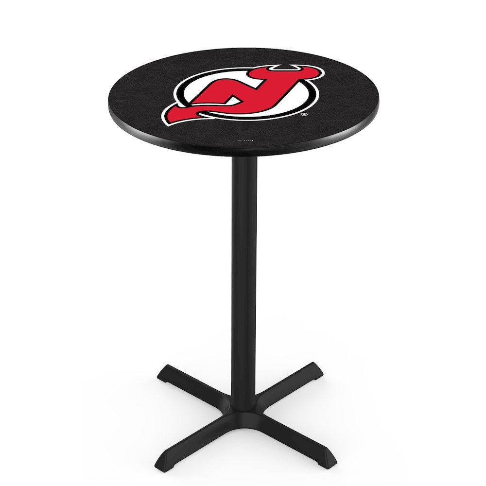 L211 New Jersey Devils 42" Tall - 36" Top Pub Table with Black Wrinkle Finish (7025). Picture 1