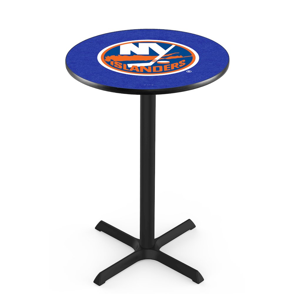 L211 New York Islanders 42" Tall - 36" Top Pub Table with Black Wrinkle Finish (7100). Picture 1