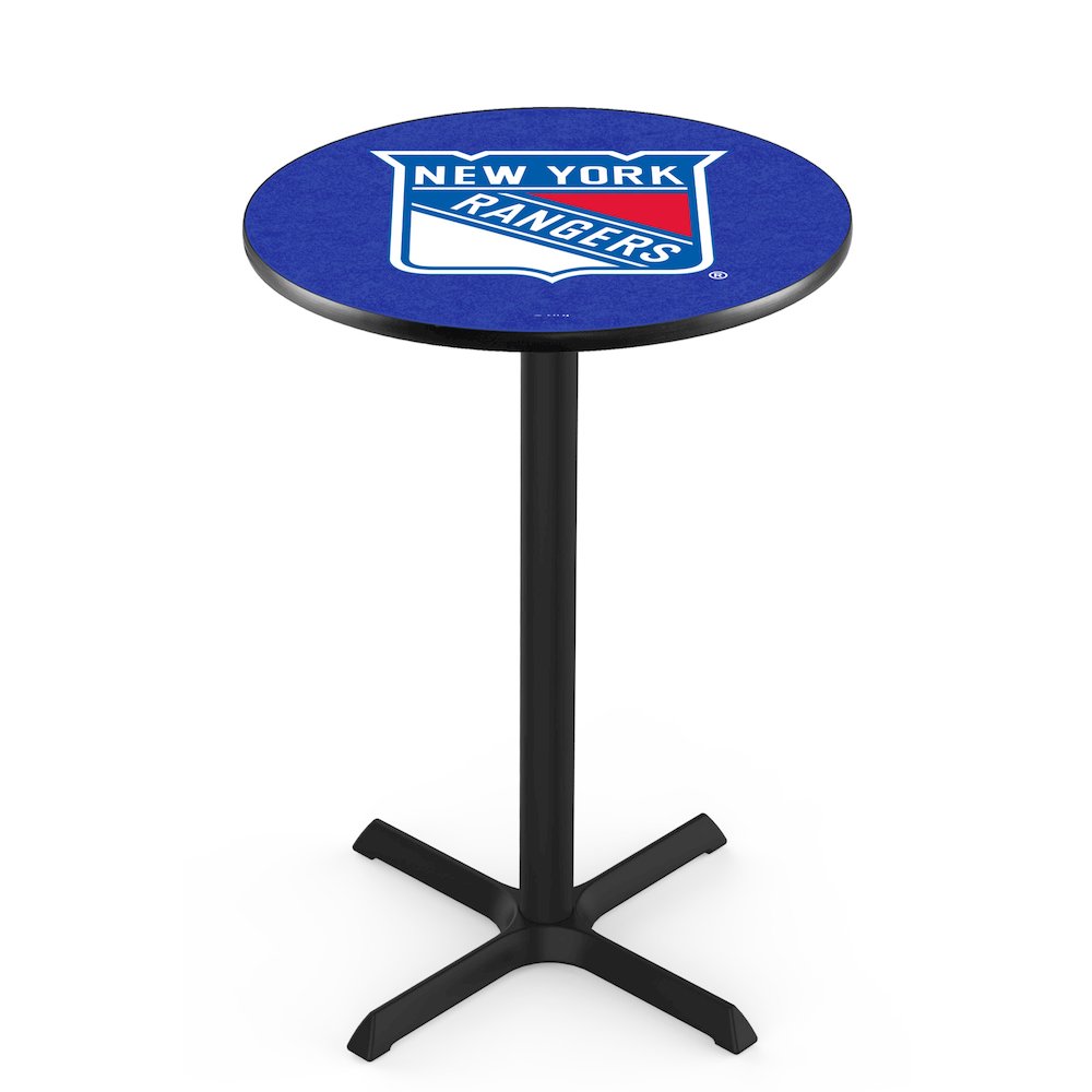L211 New York Rangers 42' Tall - 36' Top Pub Table w/ Black Wrinkle Finish (7117). Picture 1