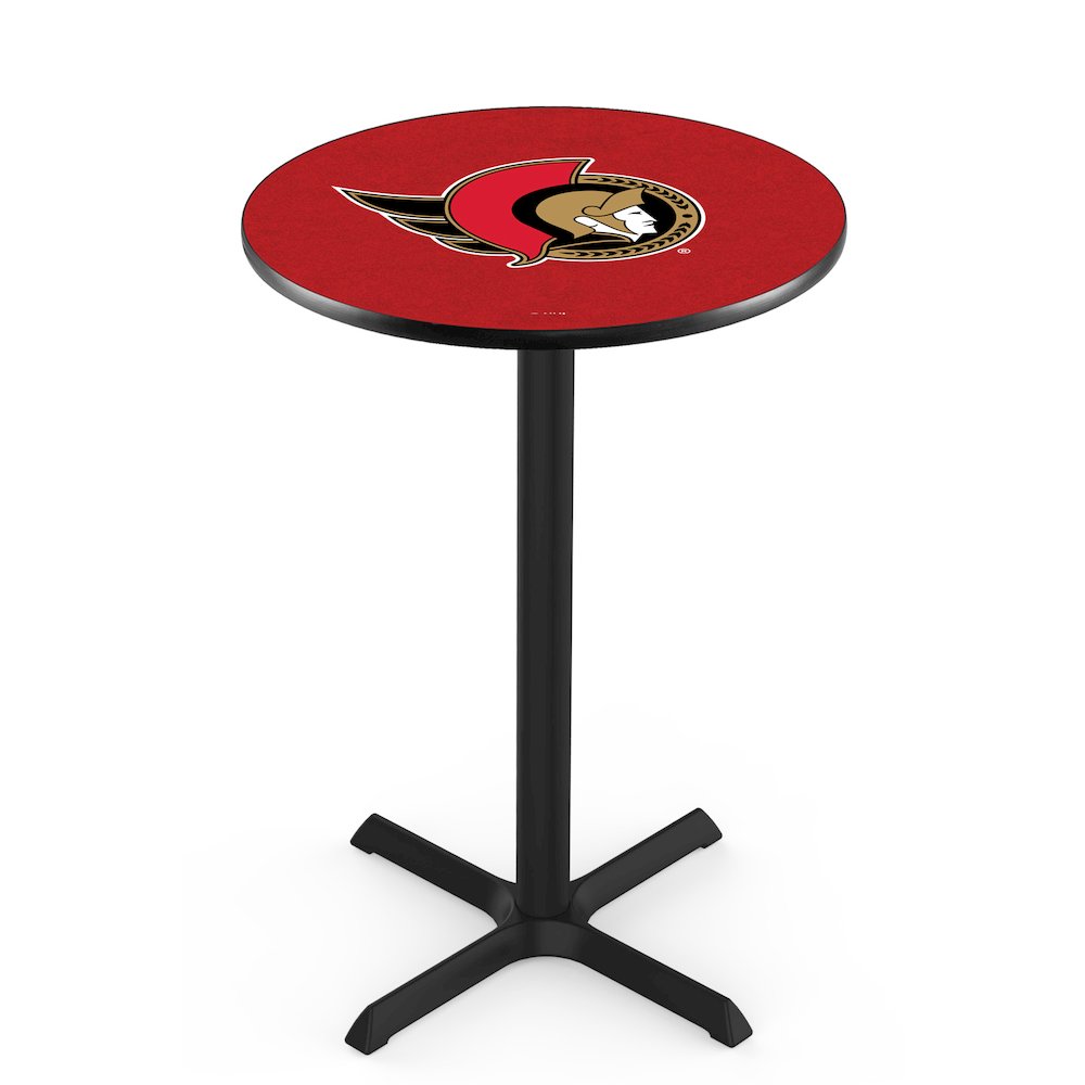 L211 Ottawa Senators 42" Tall - 36" Top Pub Table with Black Wrinkle Finish (7162). Picture 1