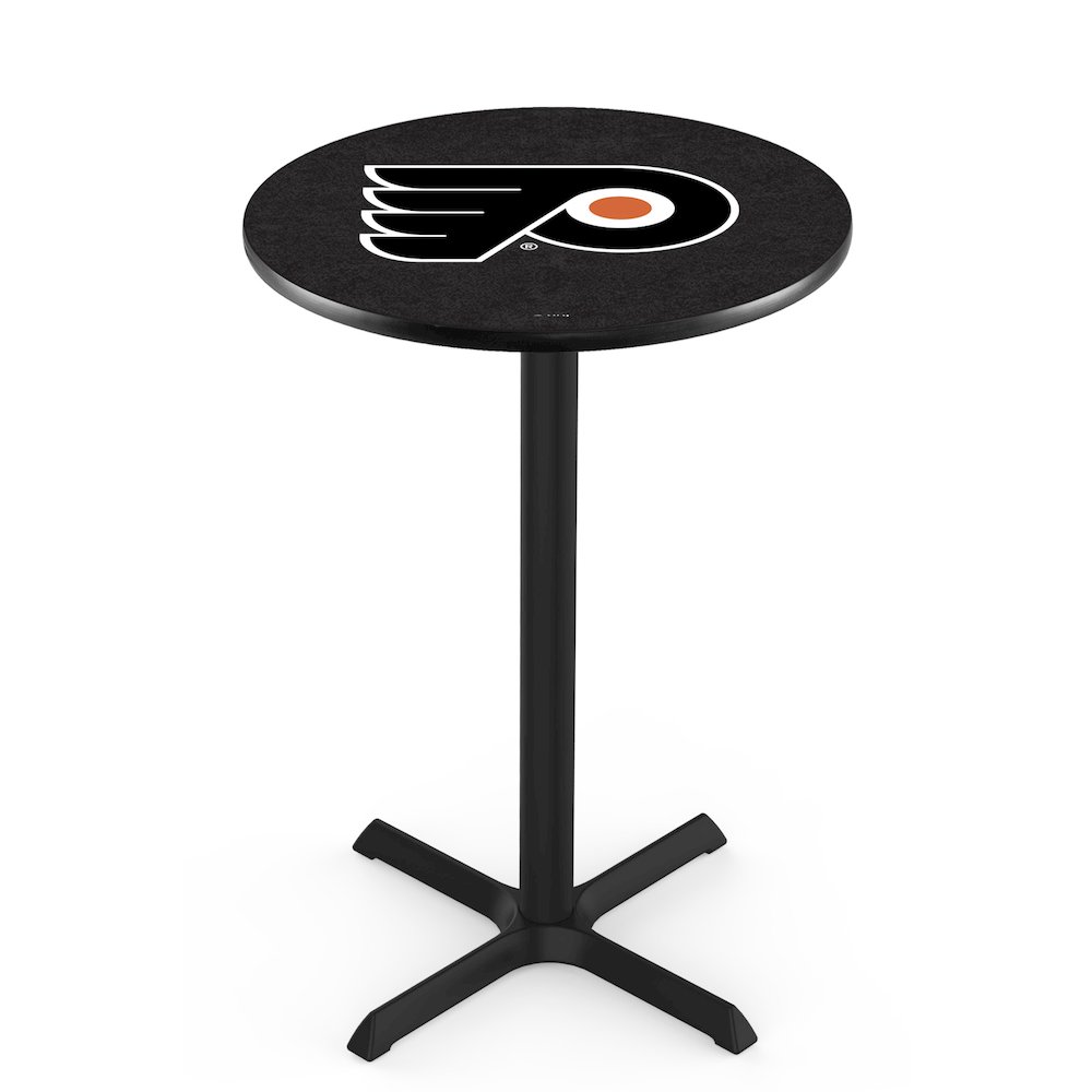L211 Philadelphia Flyers (Orange Background) 42' Tall - 36' Top Pub Table w/ Black Wrinkle Finish (7193). Picture 1