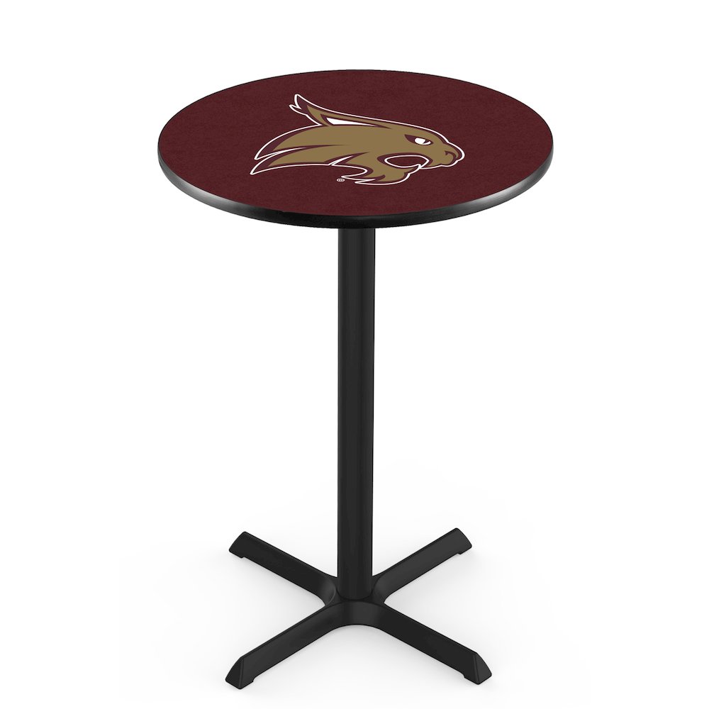 L211 Texas State University 42" Tall - 36" Top Pub Table with Black Wrinkle Finish. Picture 1