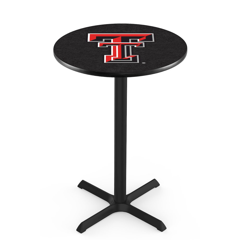 L211 Texas Tech University 42" Tall - 36" Top Pub Table with Black Wrinkle Finish. Picture 1