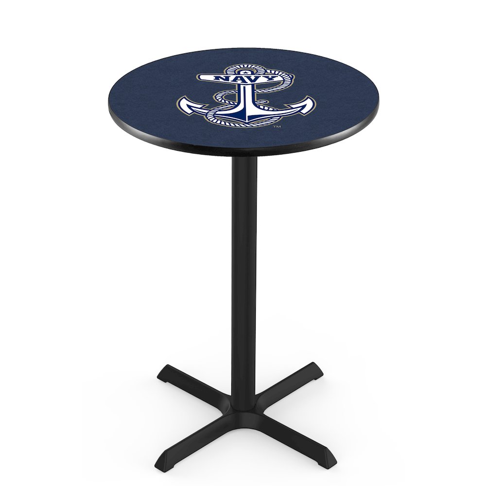 L211 US Naval Academy 42" Tall - 36" Top Pub Table with Black Wrinkle Finish. Picture 1