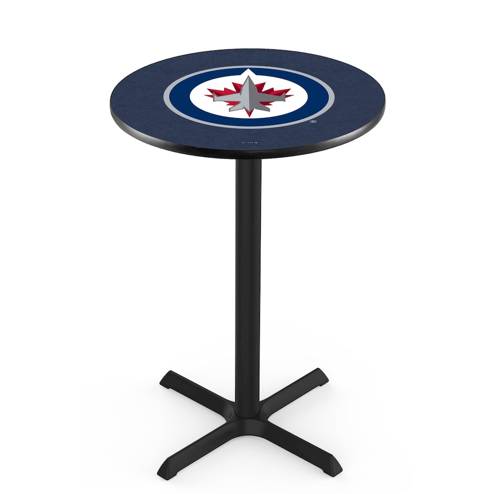 L211 Winnipeg Jets 42' Tall - 36' Top Pub Table w/ Black Wrinkle Finish (7674). Picture 1