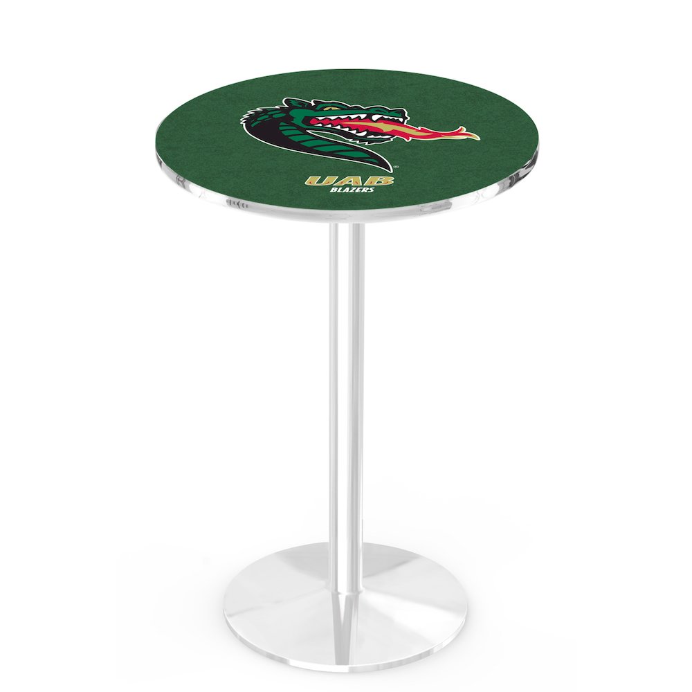 L214 University of Alabama at Birmingham 42' Tall - 36' Top Pub Table w/ Chrome Finish. Picture 1