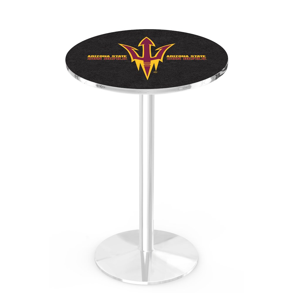 L214 Arizona State University (Pitchfork) 42" Tall - 36" Top Pub Table with Chrome Finish. Picture 1