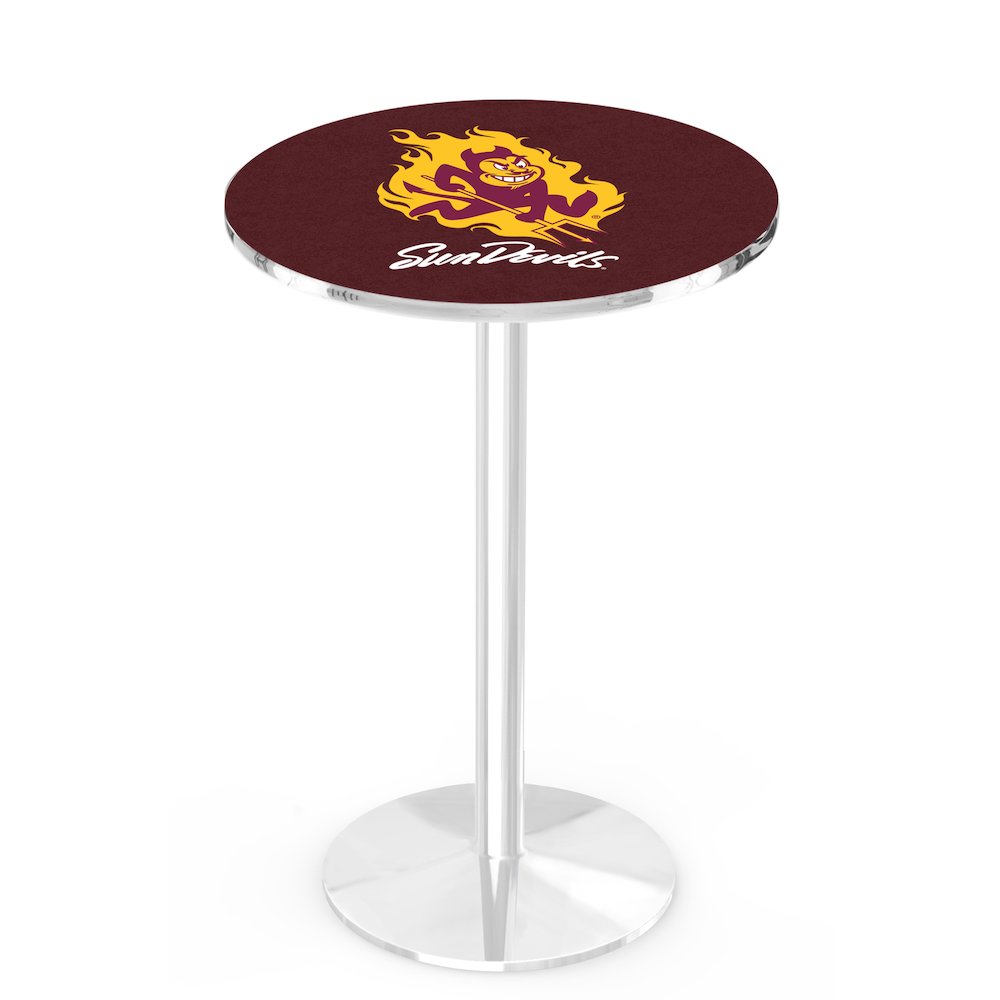 L214 Arizona State University (Sparky) 42' Tall - 36' Top Pub Table w/ Chrome Finish. Picture 1