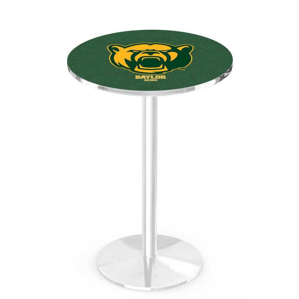 L214 Baylor University 42' Tall - 36' Top Pub Table w/ Chrome Finish. Picture 1