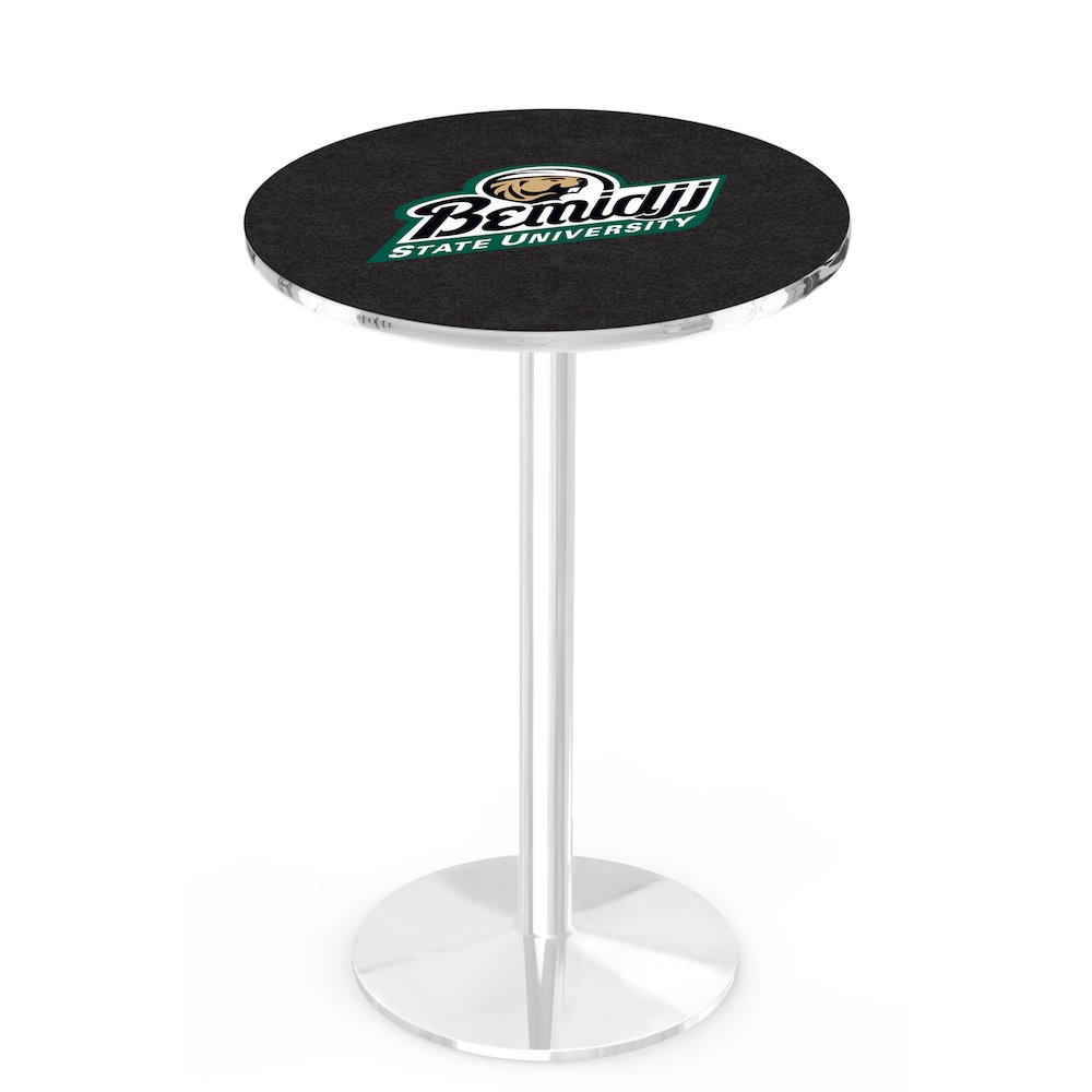 L214 Bemidji State University 42" Tall - 36" Top Pub Table with Chrome Finish. Picture 1