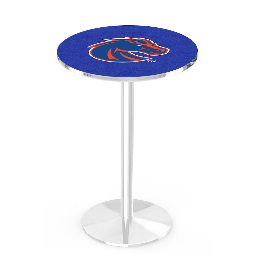 L214 Boise State University 42' Tall - 36' Top Pub Table w/ Chrome Finish. Picture 1