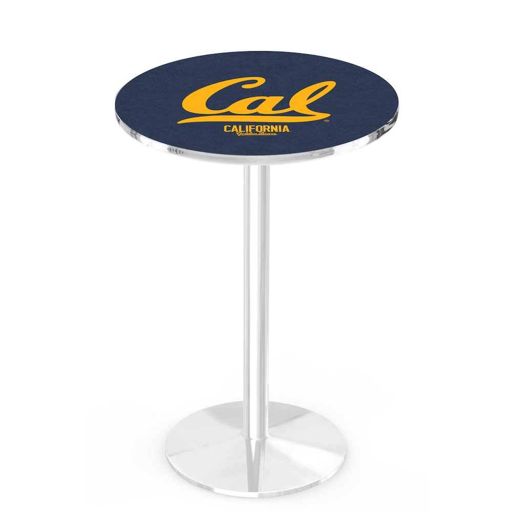 L214 University of California 42' Tall - 36' Top Pub Table w/ Chrome Finish. Picture 1