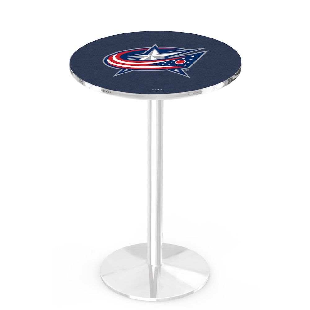 L214 Columbus Blue Jackets 42' Tall - 36' Top Pub Table w/ Chrome Finish (2218). Picture 1