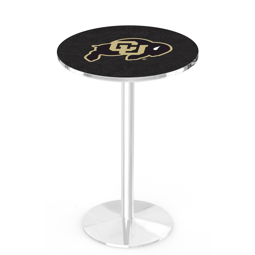 L214 University of Colorado 42' Tall - 36' Top Pub Table w/ Chrome Finish. Picture 1