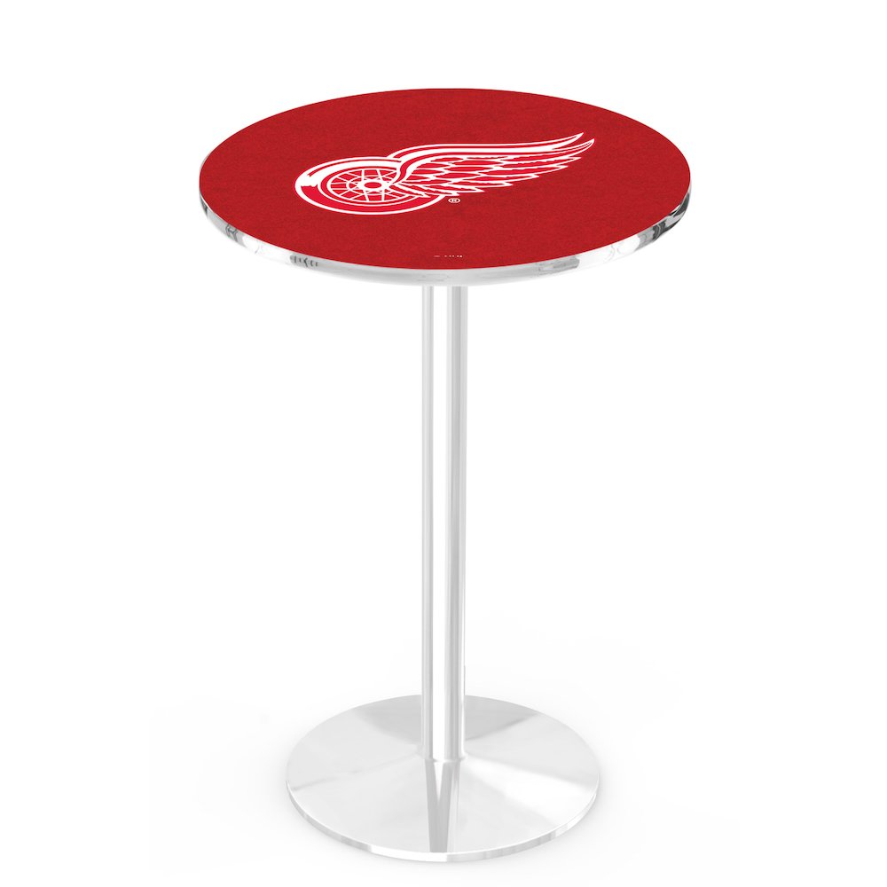 L214 Detroit Red Wings 42' Tall - 36' Top Pub Table w/ Chrome Finish (2294). Picture 1