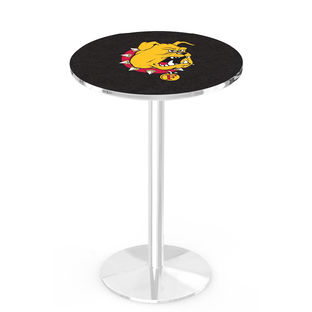 L214 Ferris State University 42' Tall - 36' Top Pub Table w/ Chrome Finish. Picture 1
