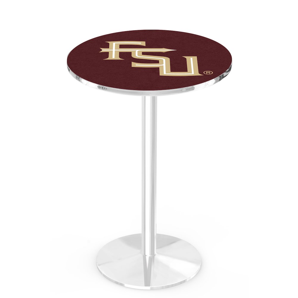 L214 Florida State (Script) 42" Tall - 36" Top Pub Table with Chrome Finish. Picture 1