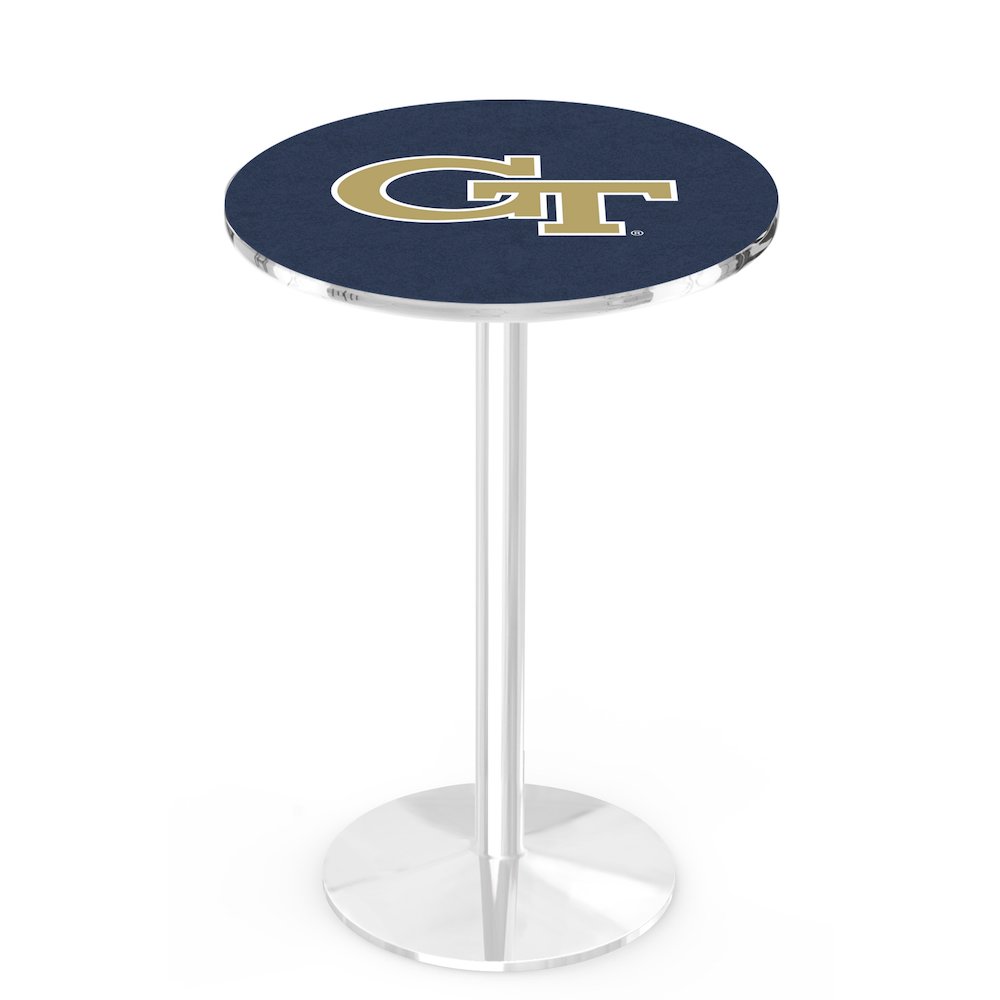 L214 Georgia Tech 42" Tall - 36" Top Pub Table with Chrome Finish. Picture 1