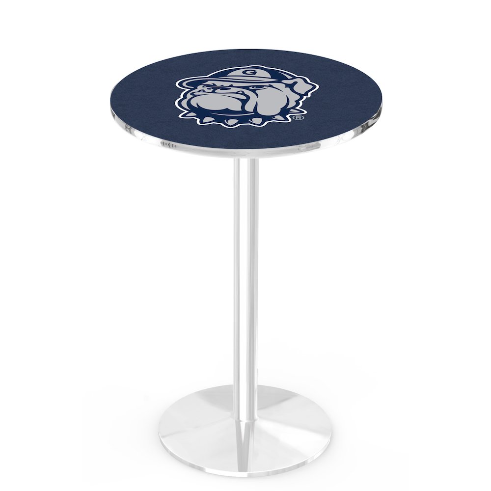 L214 Georgetown University 42" Tall - 36" Top Pub Table with Chrome Finish. Picture 1