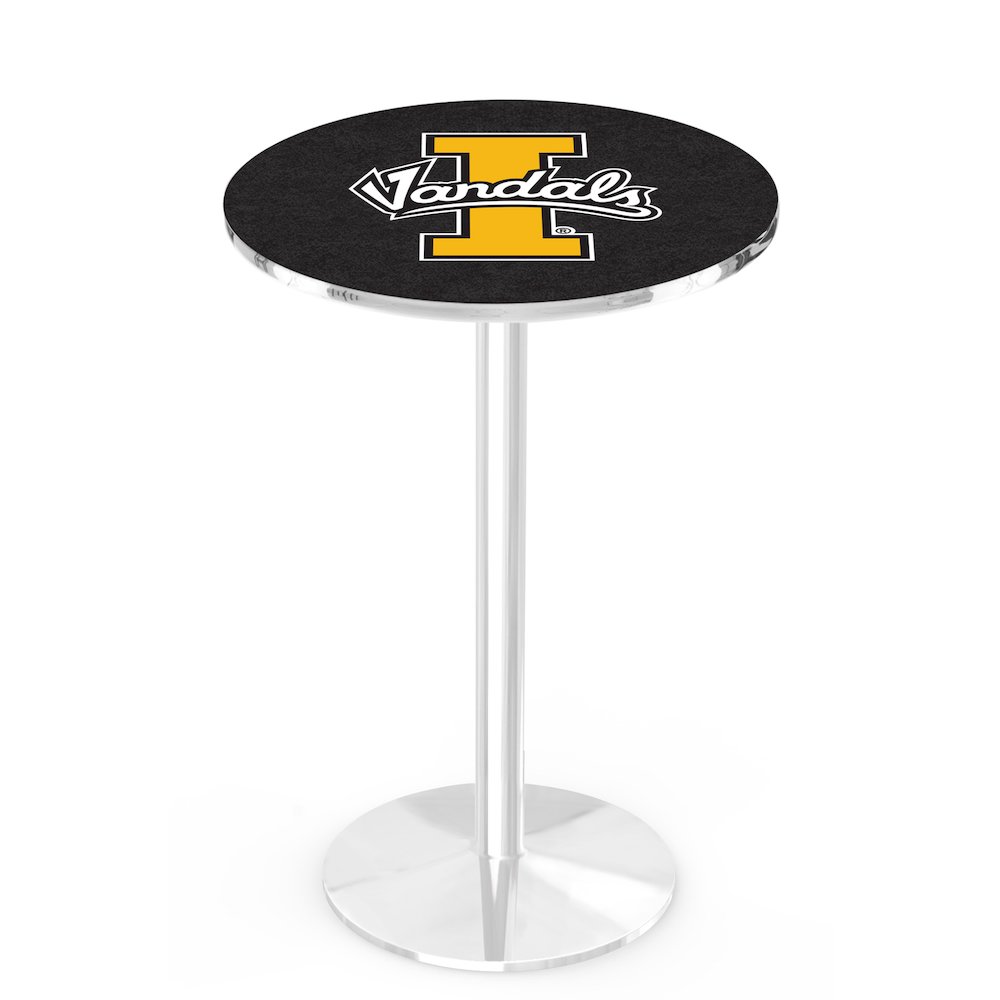 L214 University of Idaho 42" Tall - 36" Top Pub Table with Chrome Finish. Picture 1