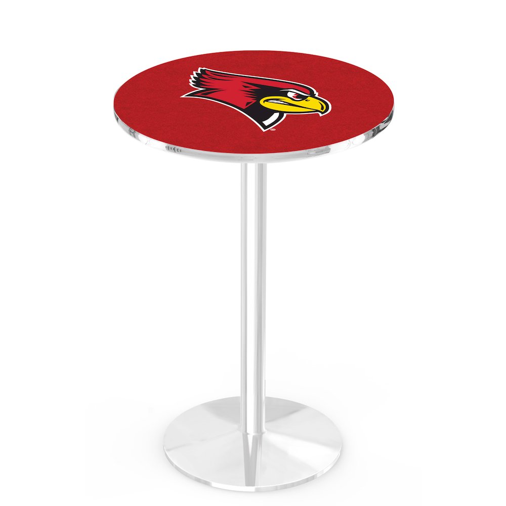 L214 Illinois State University 42" Tall - 36" Top Pub Table with Chrome Finish. Picture 1