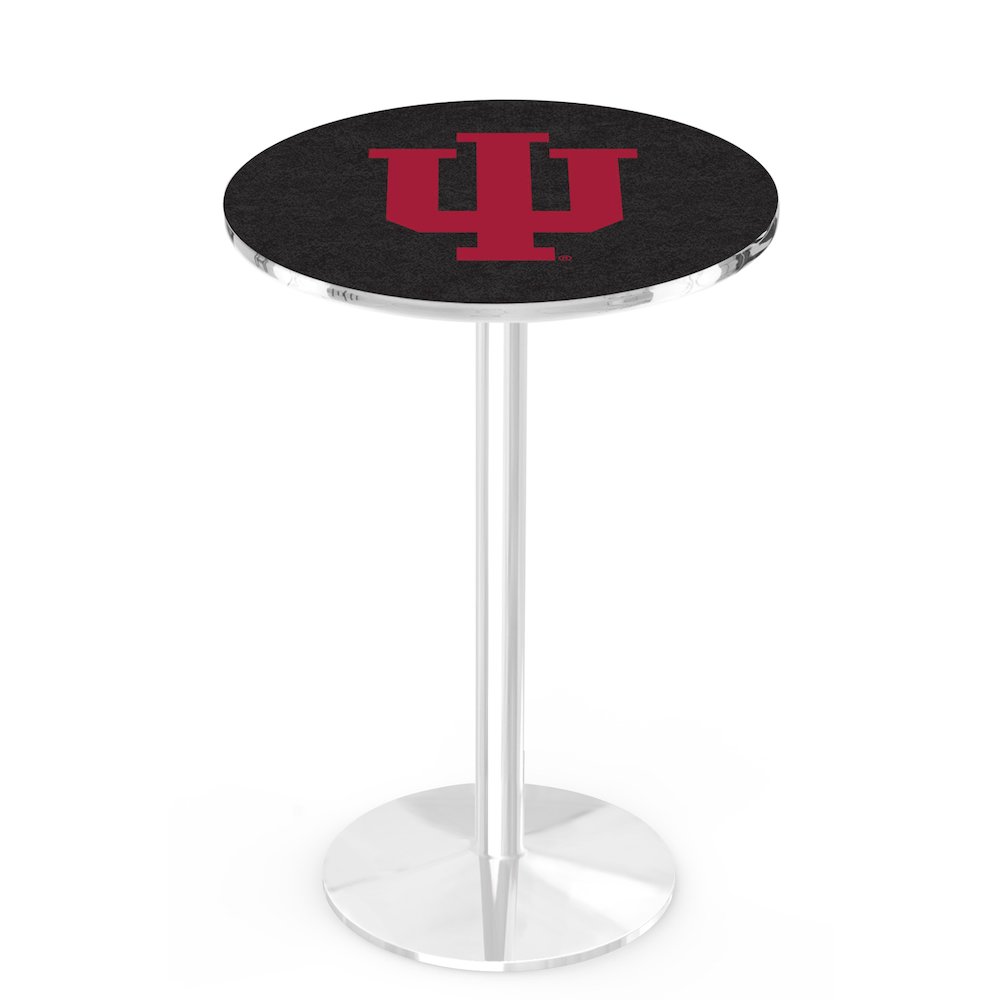 L214 Indiana University 42' Tall - 36' Top Pub Table w/ Chrome Finish. Picture 1