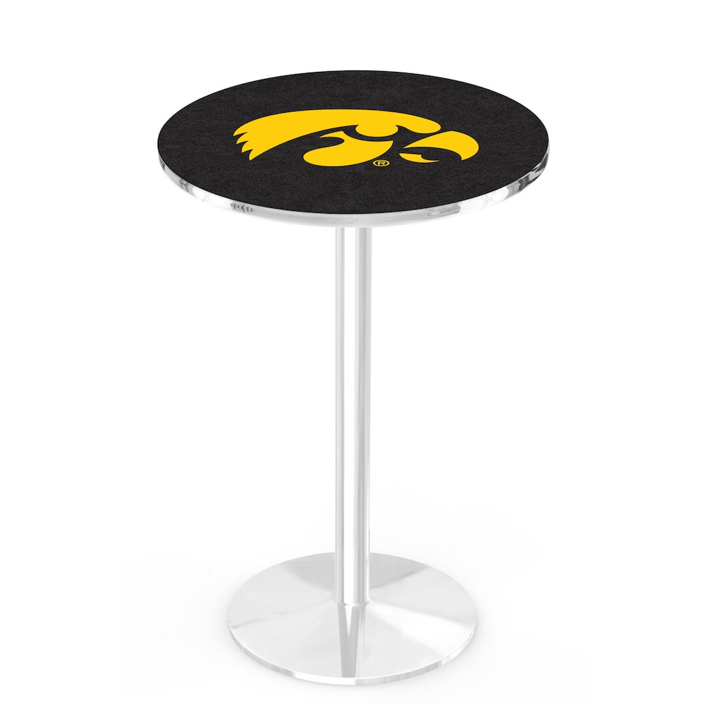 L214 University of Iowa 42' Tall - 36' Top Pub Table w/ Chrome Finish. Picture 1