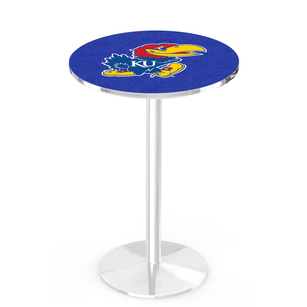 L214 University of Kansas 42' Tall - 36' Top Pub Table w/ Chrome Finish. Picture 1