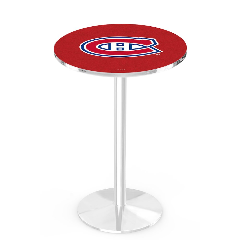 L214 Montreal Canadiens 42' Tall - 36' Top Pub Table w/ Chrome Finish (2782). Picture 1