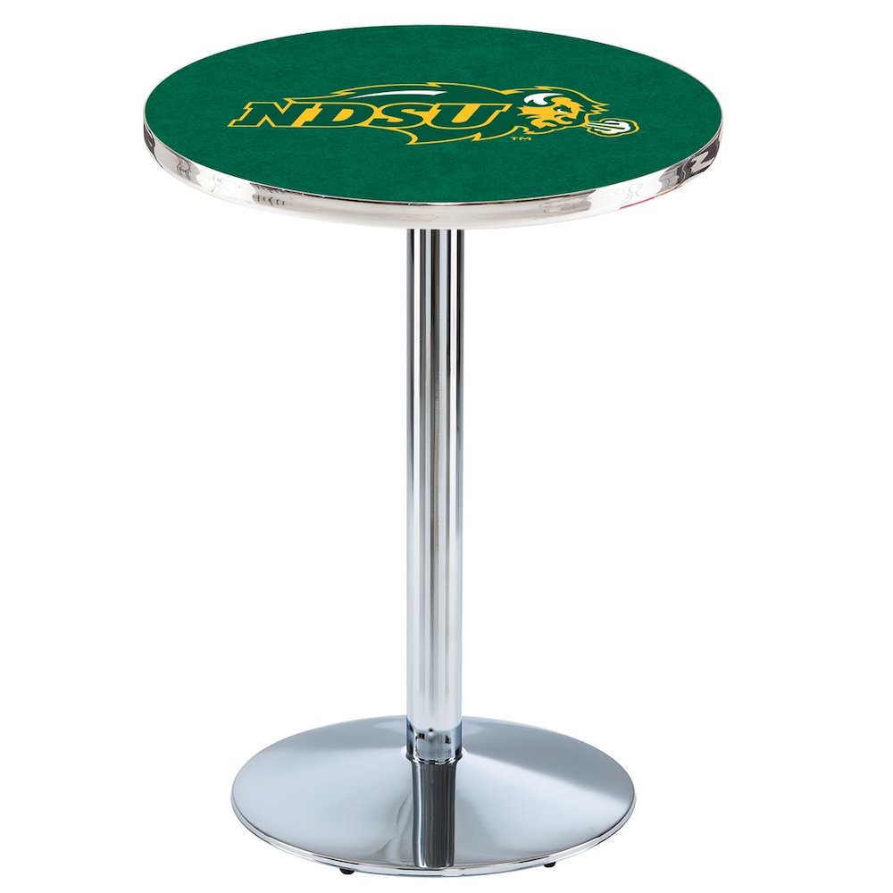 L214 North Dakota State University 42" Tall - 36" Top Pub Table with Chrome Finish. Picture 1