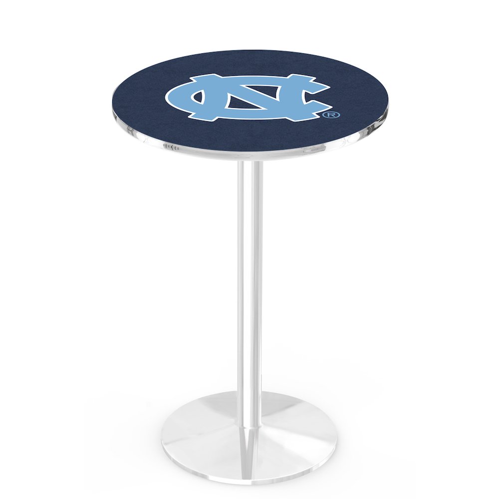 L214 University of North Carolina 42" Tall - 36" Top Pub Table with Chrome Finish. Picture 1