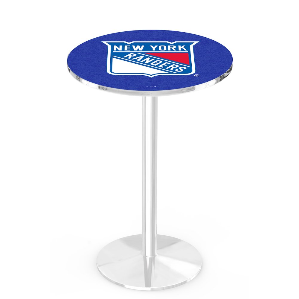 L214 New York Rangers 42' Tall - 36' Top Pub Table w/ Chrome Finish (3055). Picture 1