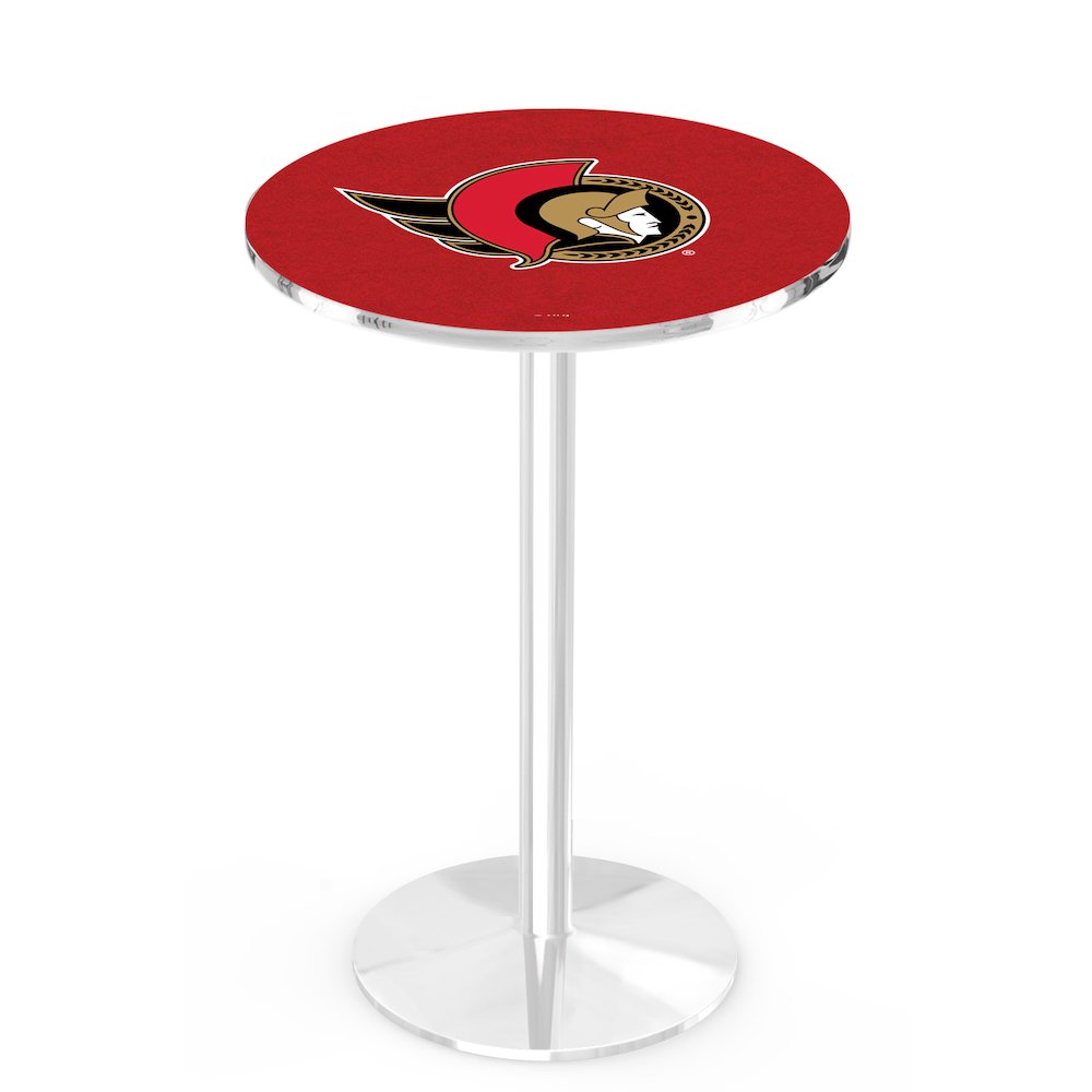 L214 Ottawa Senators 42" Tall - 36" Top Pub Table with Chrome Finish (3109). Picture 1