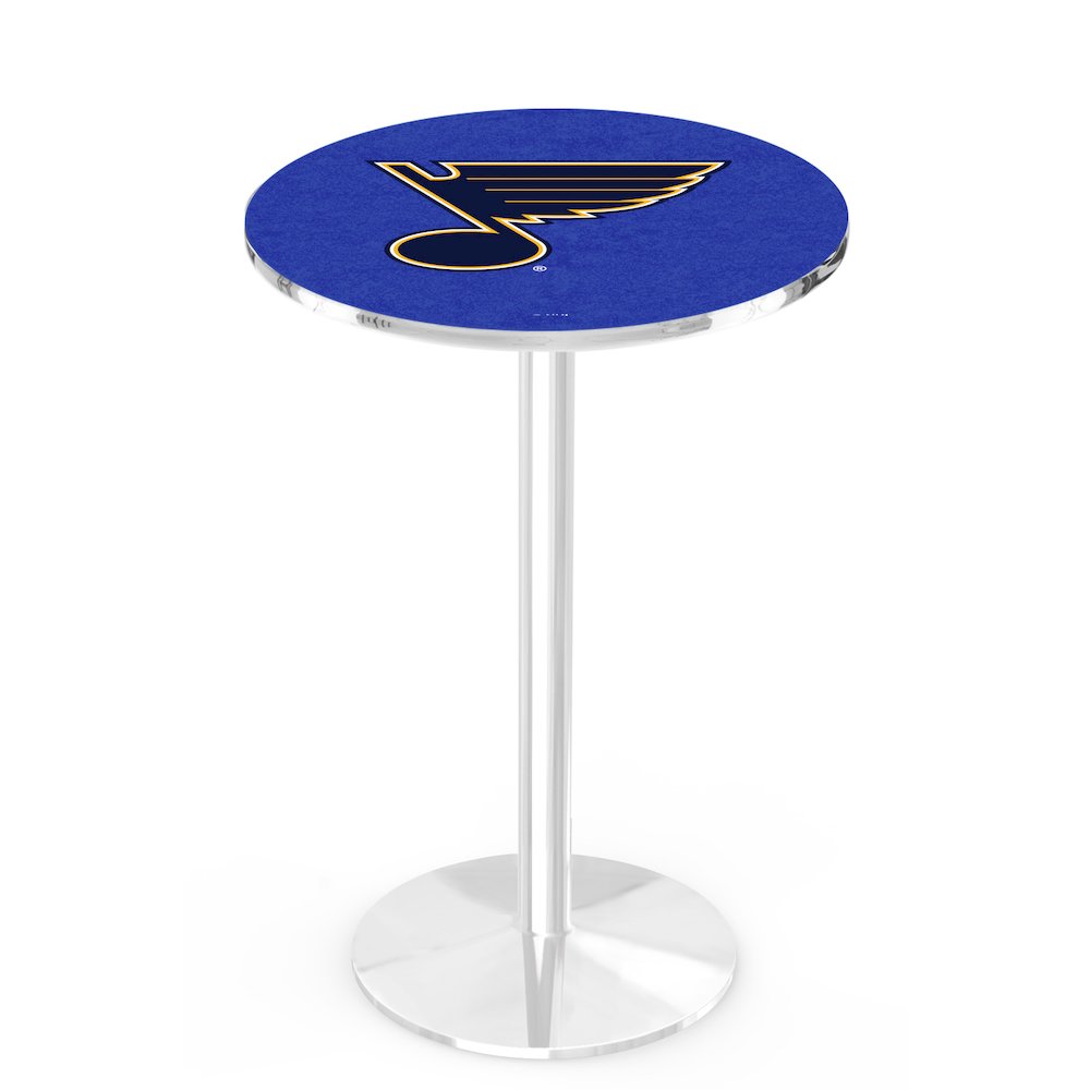 L214 St Louis Blues 42' Tall - 36' Top Pub Table w/ Chrome Finish (3260). Picture 1