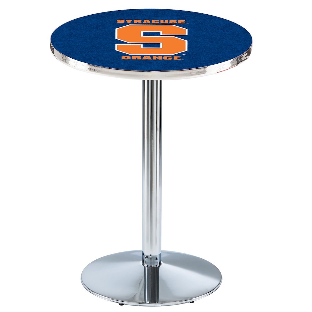L214 Syracuse University 42' Tall - 36' Top Pub Table w/ Chrome Finish. Picture 1