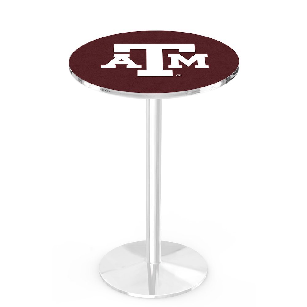 L214 Texas A&M 42' Tall - 36' Top Pub Table w/ Chrome Finish. Picture 1