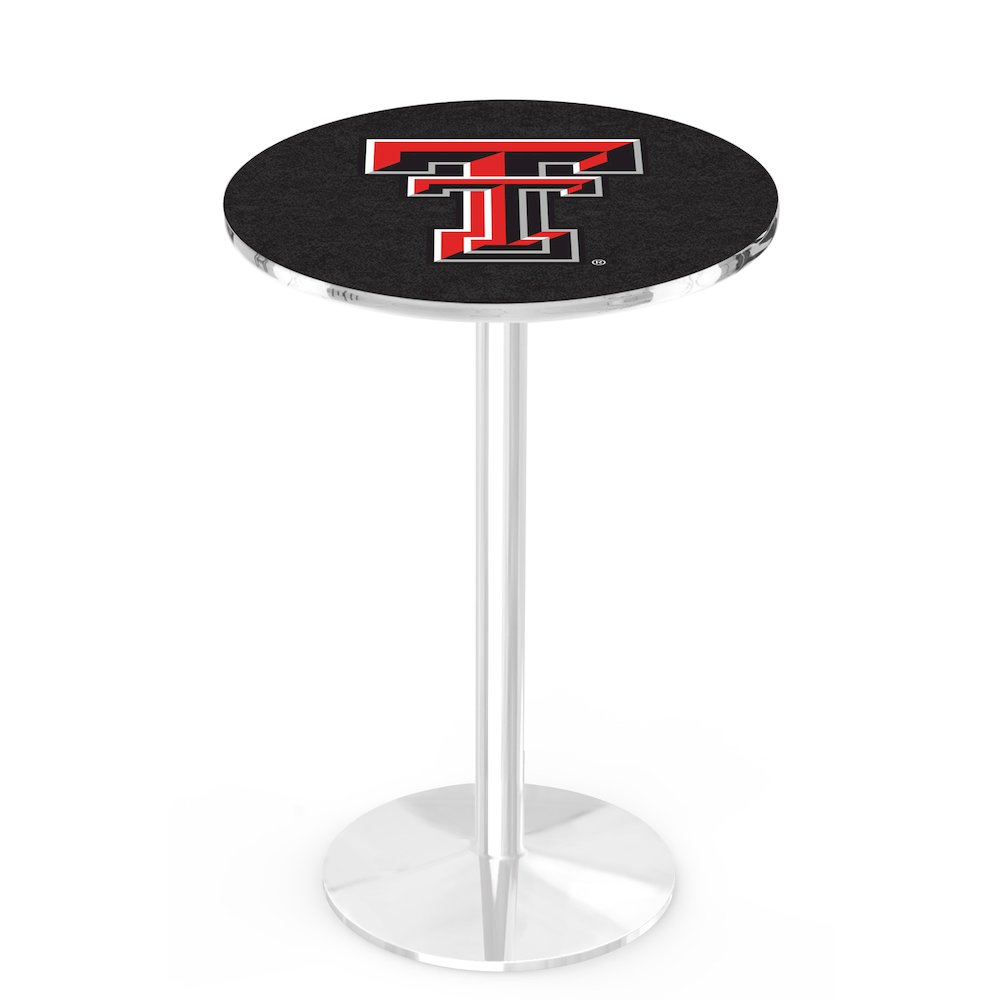 L214 Texas Tech University 42' Tall - 36' Top Pub Table w/ Chrome Finish. Picture 1