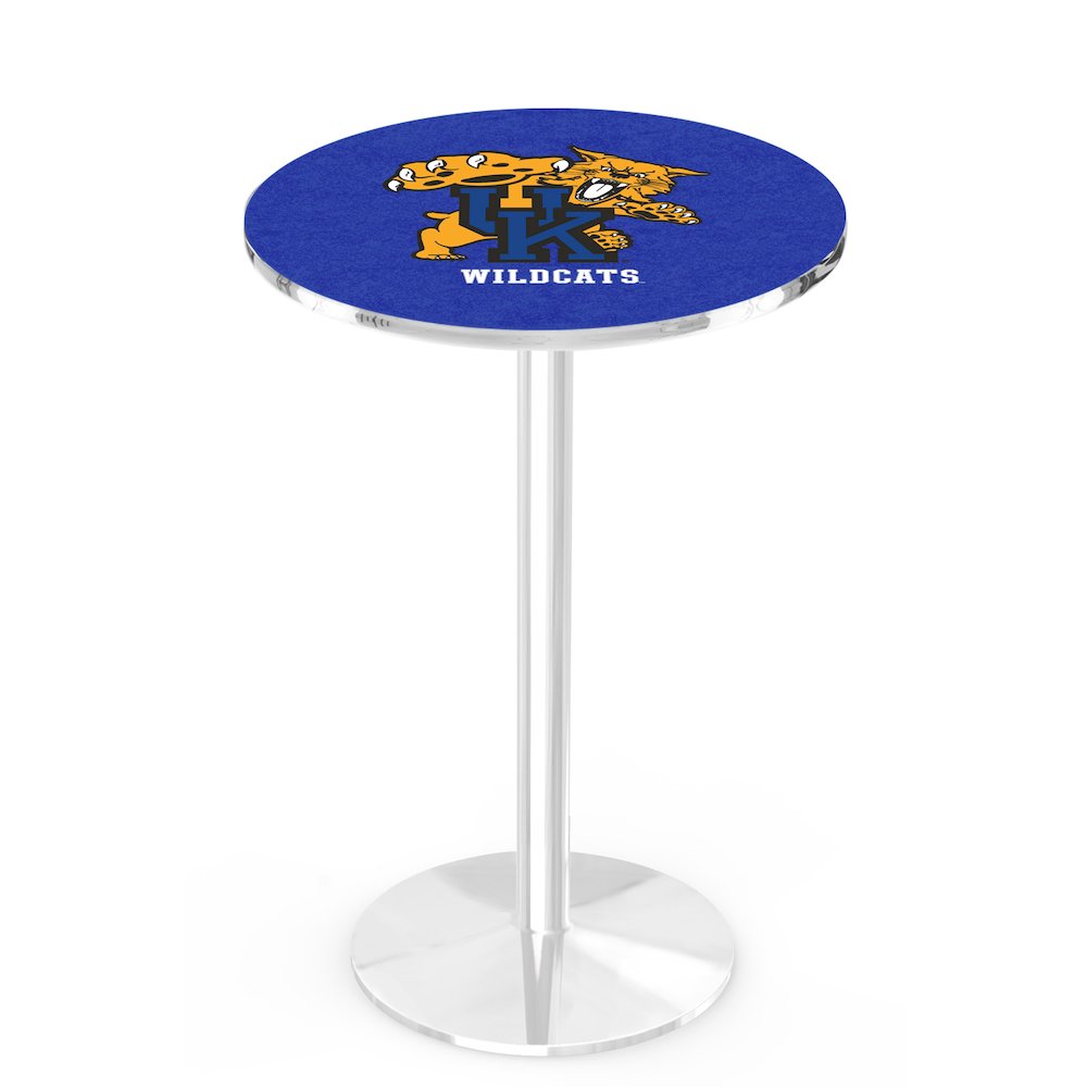 L214 University of Kentucky (Cat)  42" Tall - 36" Top Pub Table with Chrome Finish. Picture 1