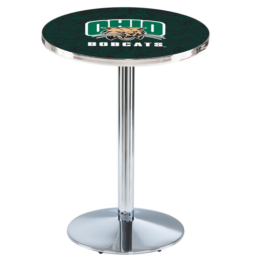 L214 Ohio University 42' Tall - 36' Top Pub Table w/ Chrome Finish. Picture 1